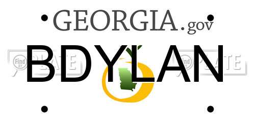 BDYLAN Georgia License Plate