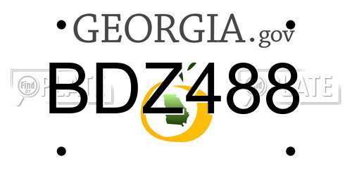BDZ488 Georgia License Plate