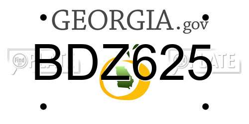 BDZ625 Georgia License Plate