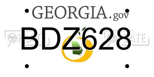 BDZ628 Georgia License Plate