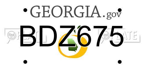 BDZ675 Georgia License Plate
