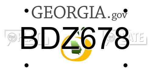 BDZ678 Georgia License Plate