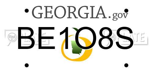 BE1O8S Georgia License Plate