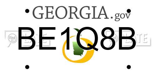 BE1Q8B Georgia License Plate