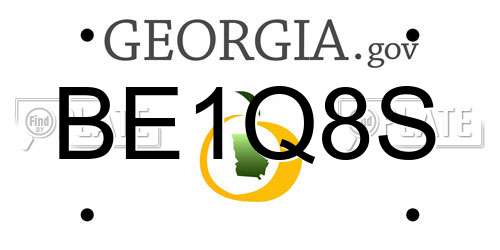 BE1Q8S Georgia License Plate