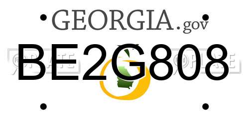 BE2G808 Georgia License Plate