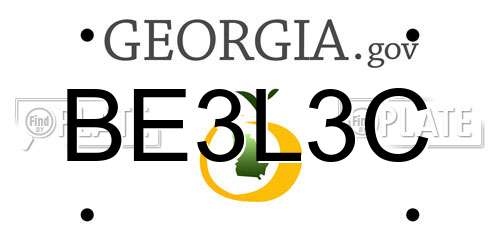 BE3L3C Georgia License Plate