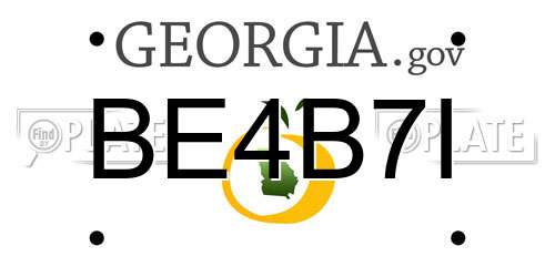 BE4B7I Georgia License Plate