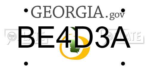 BE4D3A Georgia License Plate