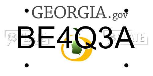 BE4Q3A Georgia License Plate