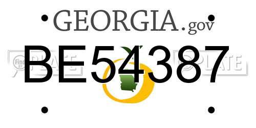BE54387 Georgia License Plate