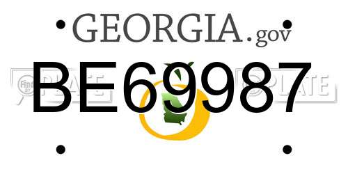 BE69987 Georgia License Plate