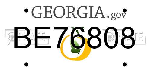 BE76808 Georgia License Plate