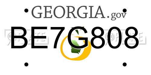 BE7G808 Georgia License Plate