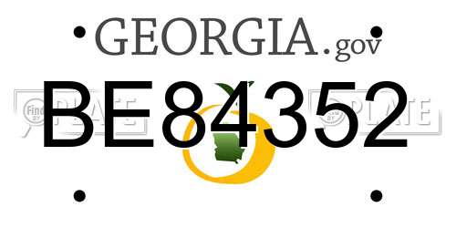 BE84352 Georgia License Plate