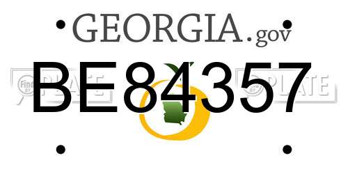 BE84357 Georgia License Plate