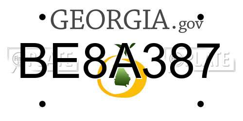 BE8A387 Georgia License Plate