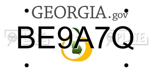 BE9A7Q Georgia License Plate