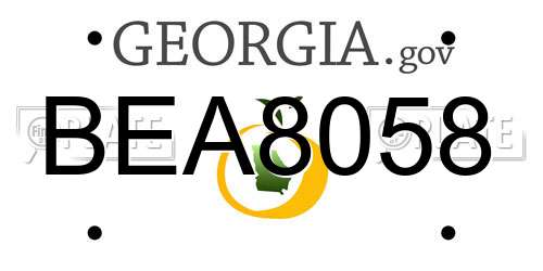 BEA8058 Georgia License Plate
