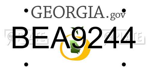 BEA9244 Georgia License Plate