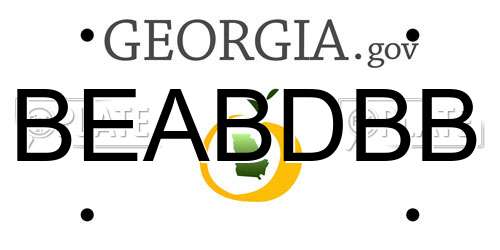 BEABDBB Georgia License Plate