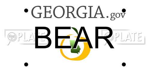 BEAR Georgia License Plate