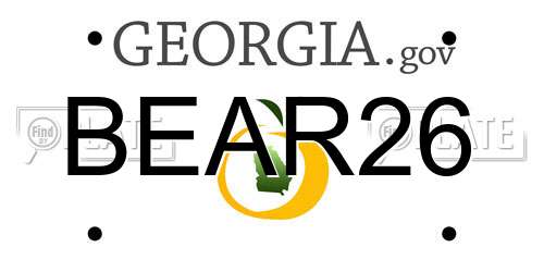 BEAR26 Georgia License Plate