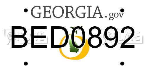 BED0892 Georgia License Plate