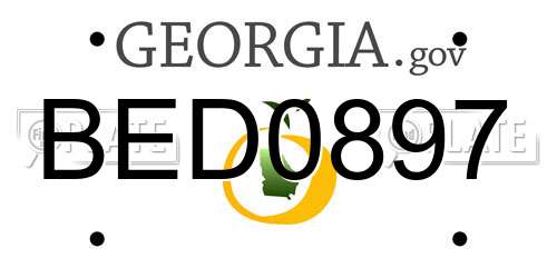 BED0897 Georgia License Plate