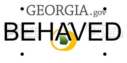 BEHAVED Georgia License Plate