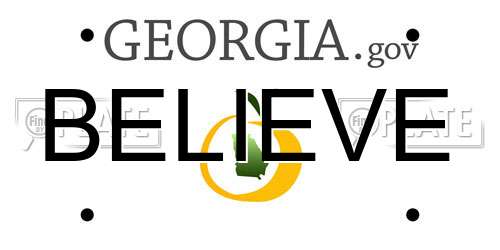 BELIEVE Georgia License Plate
