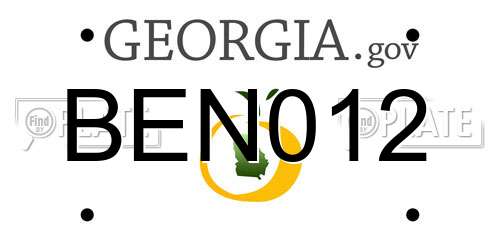 BEN012 Georgia License Plate