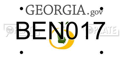 BEN017 Georgia License Plate