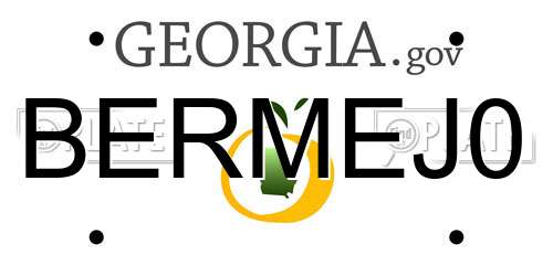 BERMEJ0 Georgia License Plate