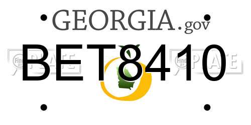 BET8410 Georgia License Plate