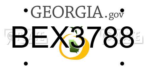 BEX3788 Georgia License Plate