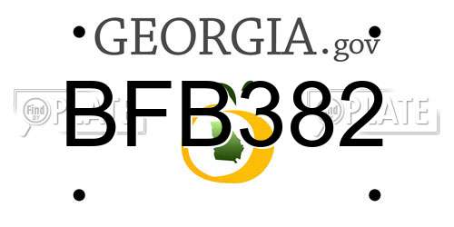 BFB382 Georgia License Plate