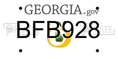 BFB928 Georgia License Plate