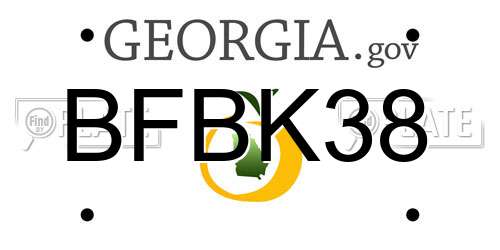 BFBK38 Georgia License Plate