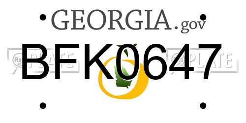 BFK0647 Georgia License Plate