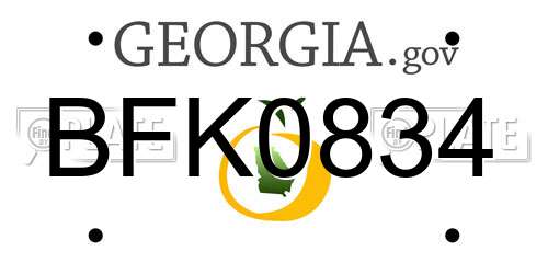 BFK0834 Georgia License Plate