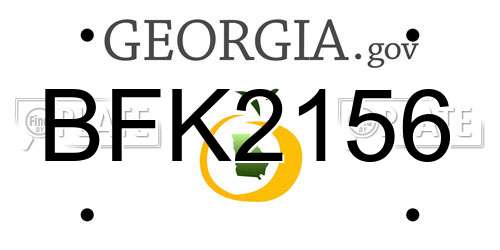 BFK2156 Georgia License Plate