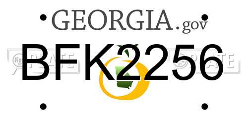 BFK2256 Georgia License Plate