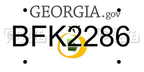 BFK2286 Georgia License Plate