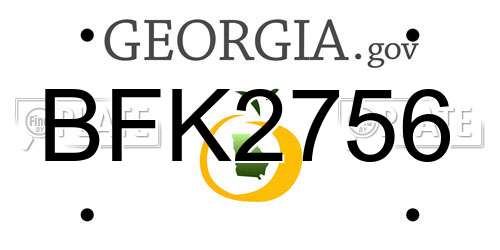 BFK2756 Georgia License Plate
