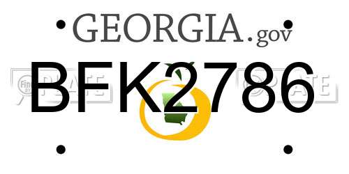BFK2786 Georgia License Plate