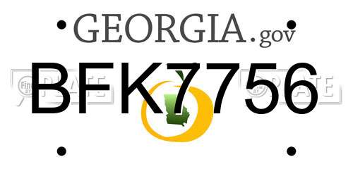 BFK7756 Georgia License Plate