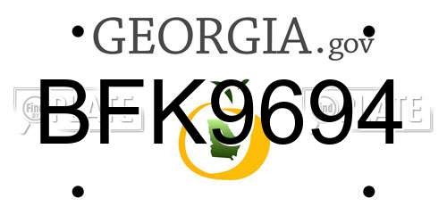 BFK9694 Georgia License Plate