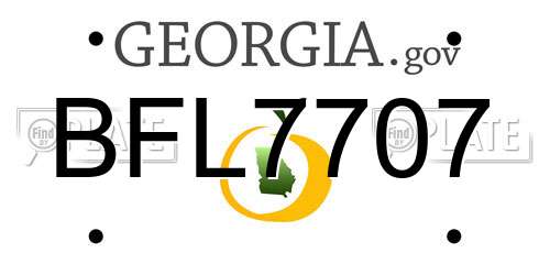 BFL7707 Georgia License Plate