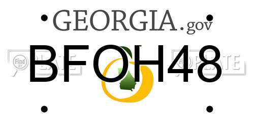 BFOH48 Georgia License Plate